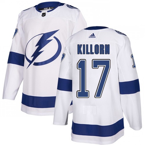 Adidas Tampa Bay Lightning Men #17 Alex Killorn White Road Authentic Stitched NHL Jersey